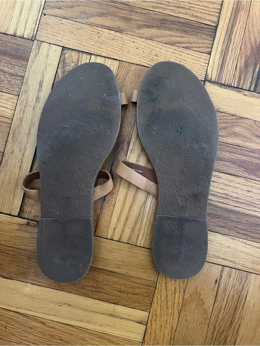 Madewell Tan Leather Toe-Ring Sandals